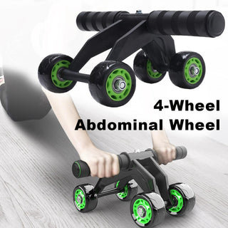 4-Wheel Abdominal Wheel - Versatile fitness equipment with sturdy black frame, green accents, and smooth rolling wheels to target core and abdominal muscles.