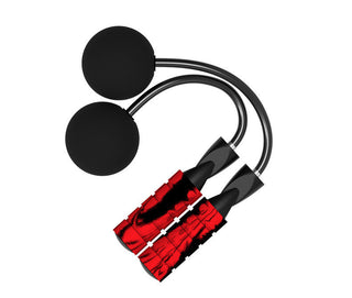 Adjustable ropeless cordless weighted jump rope with red and black design. Versatile fitness equipment for high-intensity cardio workouts.