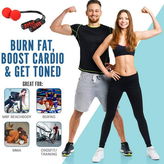 Fitness couple showcasing weighted jump rope, burn fat and boost cardio for toned physique, great for MBF Beachbody, boxing, MMA, and Crossfit training