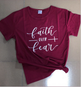 Faith Over Fear Christian T-Shirt Religion Clothing For Women Faith Shirt K-AROLE