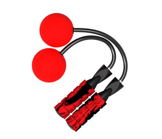 Adjustable Jump Rope with Weighted Cordless Design, Vibrant Red Grip Discs, Sturdy Black Casing for Fitness Training