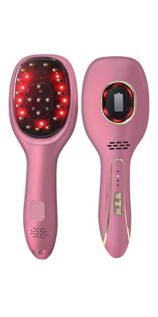Red and Blue Hair Growth Comb with Vibration and LED Lights in Pink from Ai-Shang Bags Store