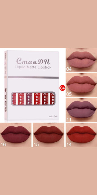 6 Boxes Of Matte Non-stick Cup Waterproof Lipstick Long Lasting Lip Gloss