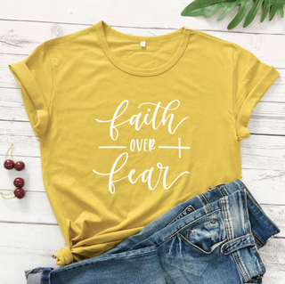 Faith Over Fear Christian T-Shirt Religion Clothing For Women Faith Shirt K-AROLE