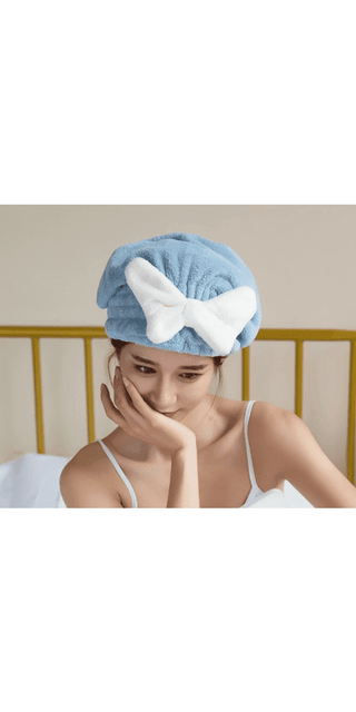 Retro - Inspired Bow Shower Cap - Luxurious Headwear for a Relaxing Spa Day - K - AROLE