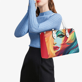 Håndteringsanlæg Chic: Multi-størrelse PU Læder håndtaske med kunstnerisk Kvinde