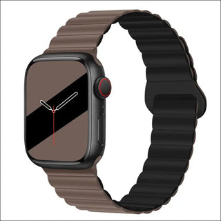 Band Silicone Magnetic Watch Strap - Chocolate With Black