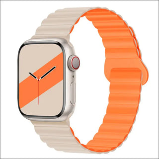 Band Silicone Magnetic Watch Strap - Starlight With Orange