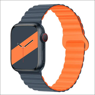 Band Silicone Magnetic Watch Strap - Rock Cyan With Orange