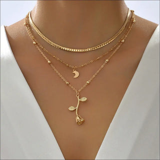 Bohemia Multilayer Moon Gold Color Pendant Necklaces