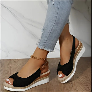 Bow Shoes Summer Peep Toe Platform Sandals Buckle Daily