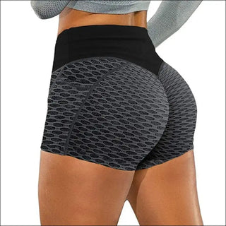 Breathable Textured Mesh Yoga Shorts - K - AROLE