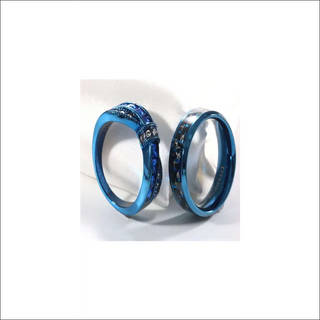 Captivating Blue Titanium Stainless Steel Couple Rings