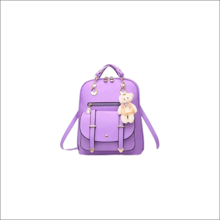 Chic Floral Backpack with Embroidered Details - purple