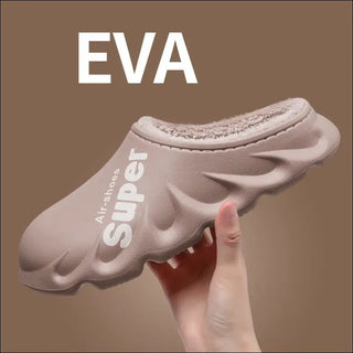 Home Slippers EVA Waterproof Warm Plush Indoor Shoes Couple