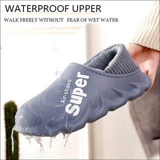 Home Slippers EVA Waterproof Warm Plush Indoor Shoes Couple