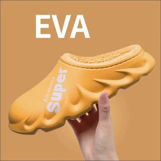 Home Slippers EVA Waterproof Warm Plush Indoor Shoes Couple