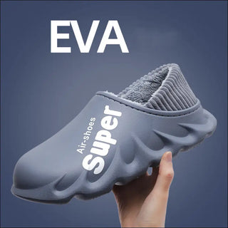 Home Slippers EVA Waterproof Warm Plush Indoor Shoes Couple