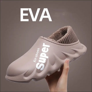 Home Slippers EVA Waterproof Warm Plush Indoor Shoes Couple