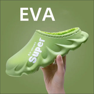 Home Slippers EVA Waterproof Warm Plush Indoor Shoes Couple