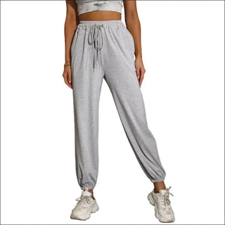 Comfortable Grey High-Waisted Relaxed Fit Sweatpants