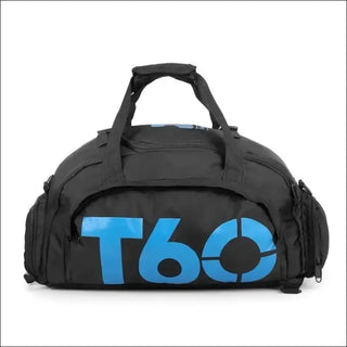 Durable T60 Sports Gym Duffel Bag - Black And Blue