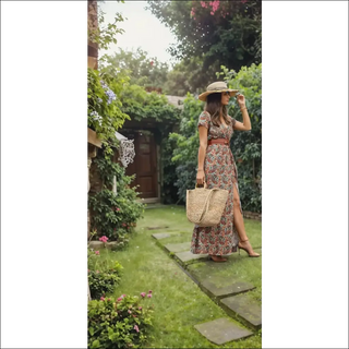 Elegant Floral Maxi Dress for Summer Strolls - K - AROLE