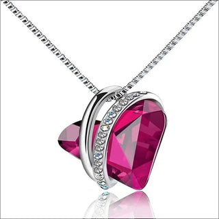 Elegant Fuchsia Heart Pendant Necklace - Rose