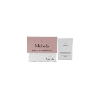 Elegant jewelry polishing cloth by Miabella, designed to clean and maintain the shine of fine jewelry.