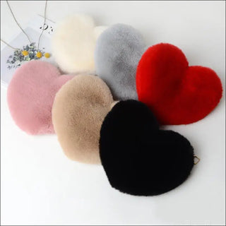 Enchanting Plush Heart-Shaped Shoulder Bag - clothes