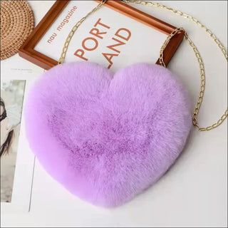 Enchanting Plush Heart-Shaped Shoulder Bag - Taro purple