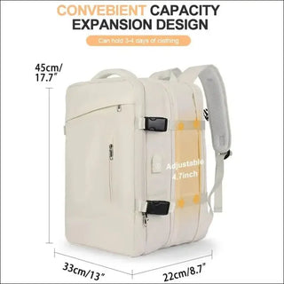 Expandable Waterproof 40L Travel Backpack with USB