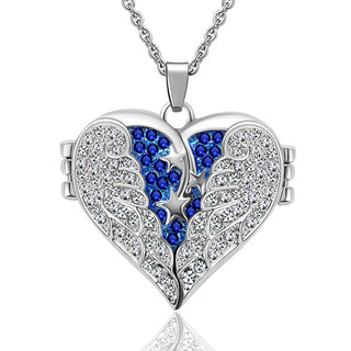 Heart-shaped Diamond Openable Photo Box Commemorative Pendant Necklace K-AROLE