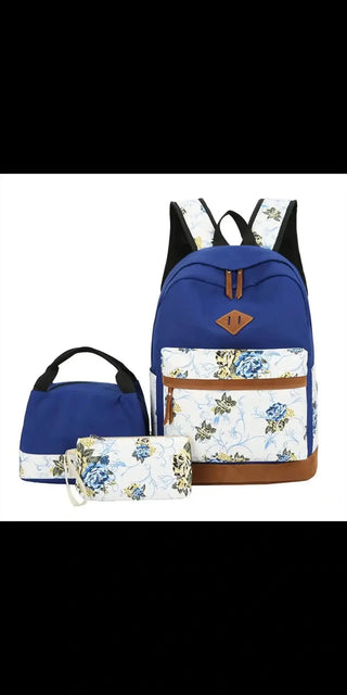 Floral Bags 3pcs Schoolbag Backpack Lunch Bag And Wallets K-AROLE