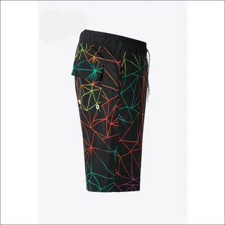 Colorful geometric print shorts with a drawstring waist, perfect for an active and stylish athleisure look from K-AROLE.