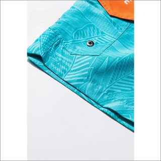 Trendy turquoise patterned shorts with lace-up details at K-AROLE