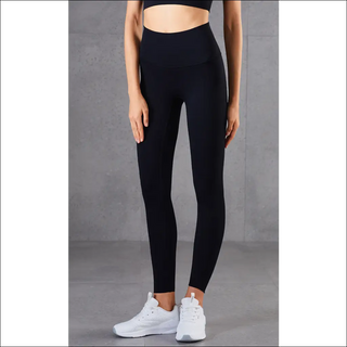 Stylish black high-waisted fitness pants with a skinny, stretchy fit for comfortable workouts, showcased against a plain background.