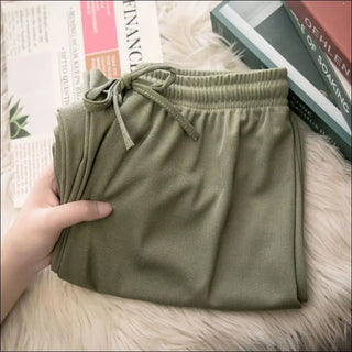 High Waisted And Draped Student Casual Pants - Green / L