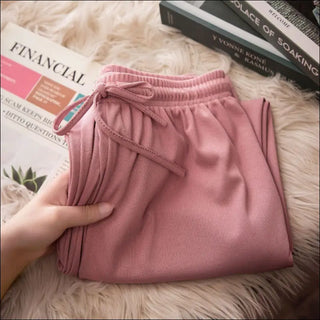 High Waisted And Draped Student Casual Pants - Pink / L