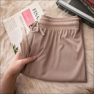 High Waisted And Draped Student Casual Pants - Khaki / L