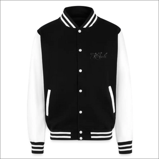 Just Hoods Heavyweight Letterman Jacket - black/white / S