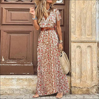 K-AROLE™️ Bohemian-Inspired Maxi Dress with Waist Trim