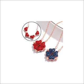 K-AROLE™️ Elegant Rose Gold Floral Necklace with Red