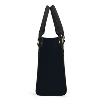 Elegant geometric black tote bag from K-AROLE featuring chic leather accents for a stylish women's athleisure look.