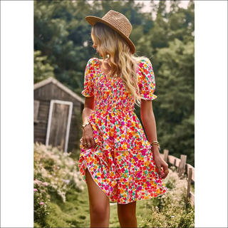 K-AROLE™️ Floral Ruffle Off-Shoulder Mini Beach Dress