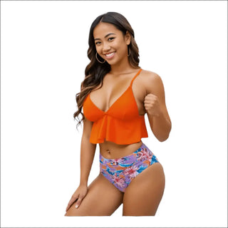 Two-Tone Tied Two-Piece Swimsuit