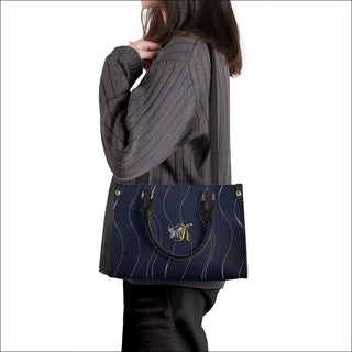 K-AROLE™️ Luxurious Navy Blue Quilted Leather Tote Bag