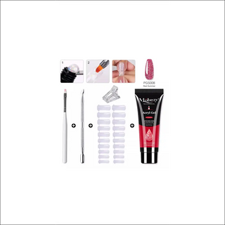 Sleek acrylic nail extension kit with gel tips, brushes, and tools for a salon-quality manicure at home. Professional nail art accessories to elevate your style.