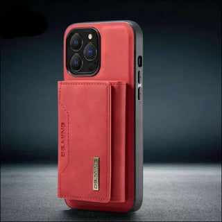 K-AROLE™️ Rugged Leather Wallet Case for iPhone - Red