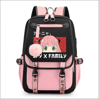 K-AROLE™️ Spy X Family Anya Forger Anime Backpack for Girls - Kawaii Manga Cartoon Bookbag with USB Charging Port for Teenage Students K-AROLE